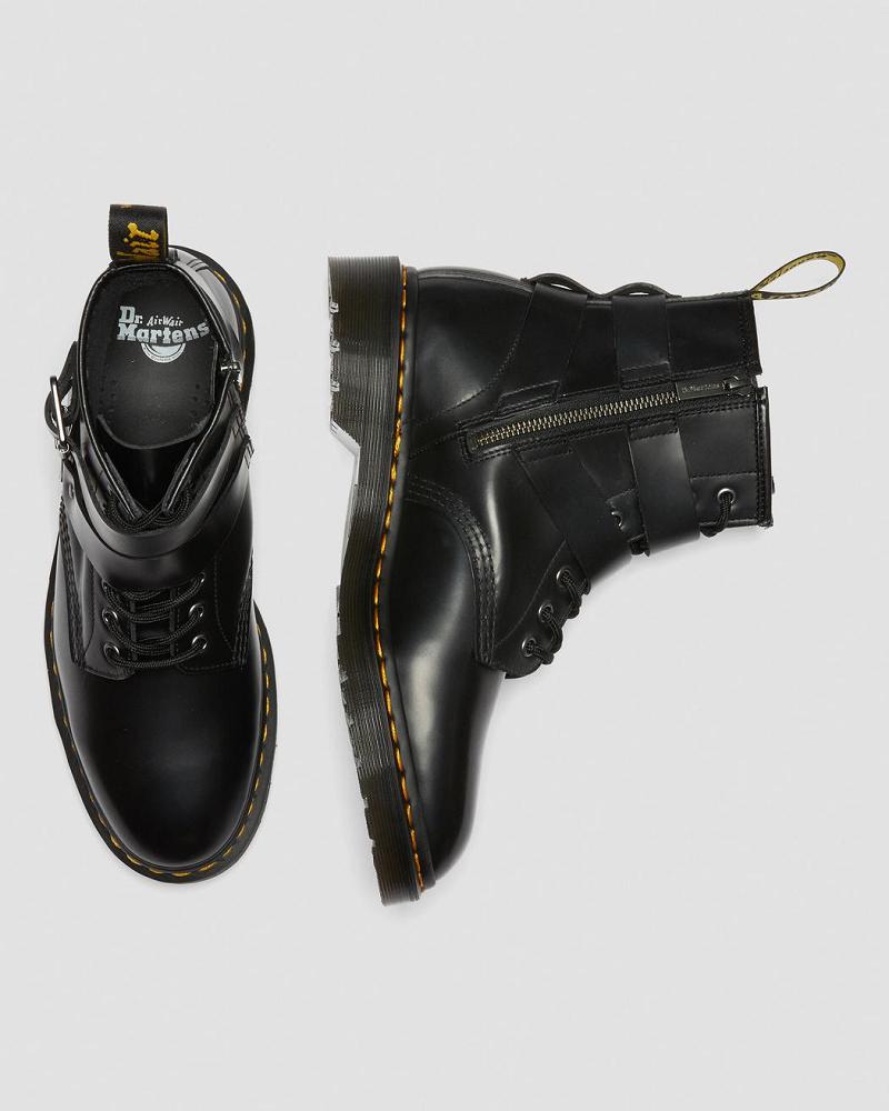 Dr Martens Cristofor Leren Harness Veterlaarzen Dames Zwart | NL 560NWY